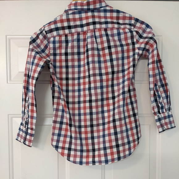 CREWCUTS Boys Button Down Checkered Plaid Blue Red Purple Navy Dress Shirt Top - Picture 5 of 5